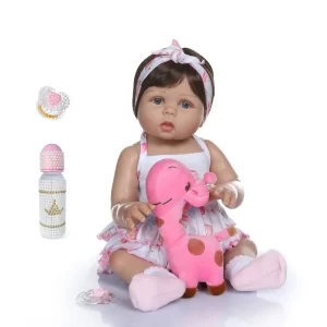 Boneca Realista de 47CM com Pele Bronzeada, Corpo Inteiro em Silicone e Olhos Verdes - Perfeita para Presentes
