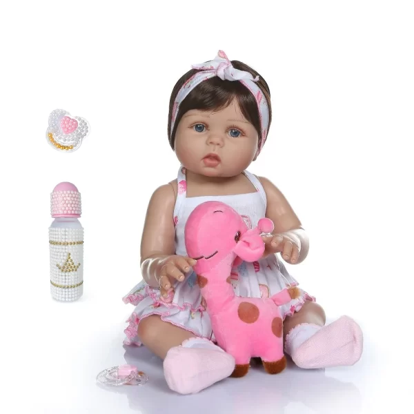 Boneca Realista de 47CM com Pele Bronzeada, Corpo Inteiro em Silicone e Olhos Verdes - Perfeita para Presentes