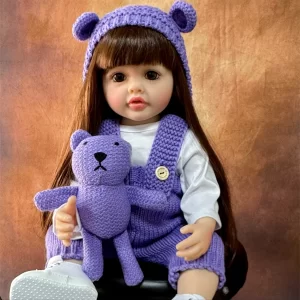 Boneca realista em cabelos coloridos e lindo acessórios  Newborn Girl Doll