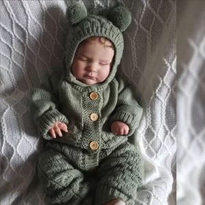 Bebê Dormindo Realista 60cm com Cabelo Enraizado e Corpo Macio
